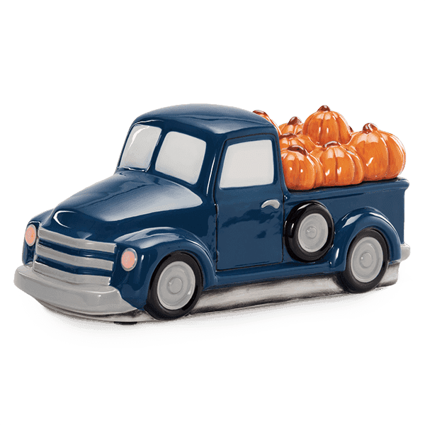 Retro Blue Truck with Pumpkin Delivery Lid